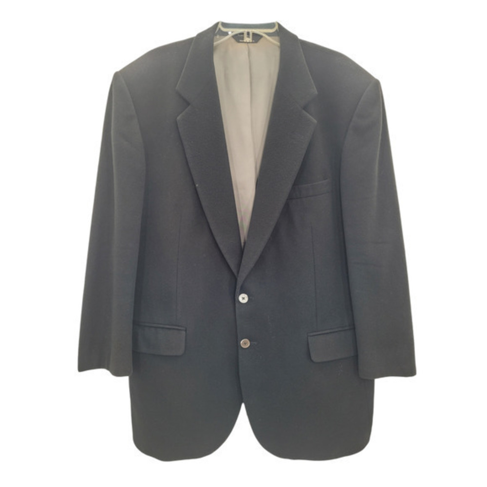 Vintage Barney's New York Black Cashmere Two Button Center Vent Blazer‎ Jacket